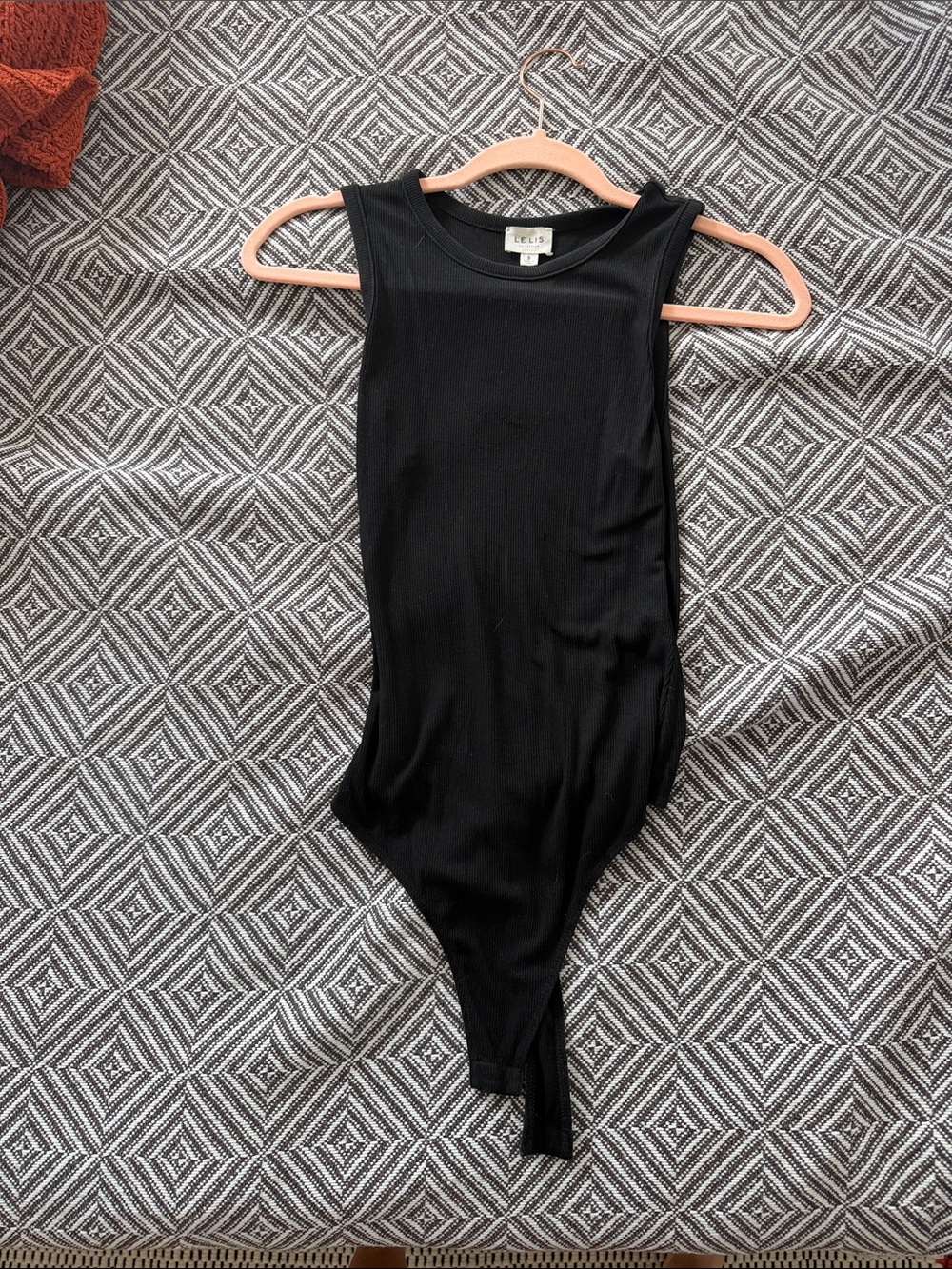 Le Lis Black Ribbed Sleeveless Bodysuit